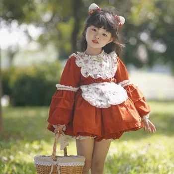 Детски Испанските Червени Реколта рокли, бална рокля на принцеса Лолита 