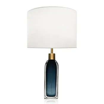 Прост творчески светлина луксозна винена бутилка от прозрачно стъкло художествена настолна лампа декоративна тъмно-синята нощна лампа в бара на хотела