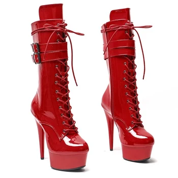 LAIJIANJINXIA/новост; модерни дамски обувки на платформа и висок ток с изкуствен покрив 15 см/6 см; обувки за танци на един стълб 067