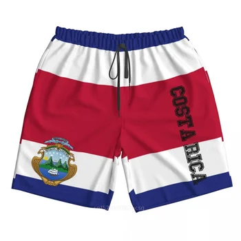 2023 Годишният Полиестер Флаг на страната Коста Рика Мъжки плажни шорти с 3D-принтом Летни панталони за джогинг с джобове