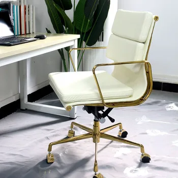 Метални офис столове 2023 Ергономичен Въртящ се стол Boss Home с повдигане на облегалката Модерен прост компютърен стол с пет златни ръбове