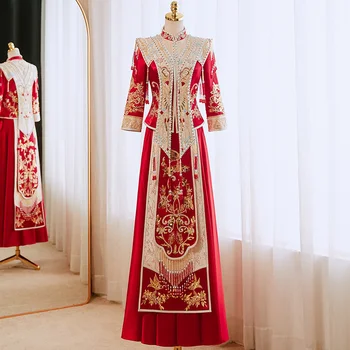 Китайски Традиционен костюм Hanfu Xiuhe за източна Сватбената церемония, Китайското сватбена рокля, Класически Древен Уникален костюм