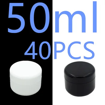 40шт Бяла Черна пластмасова кутия за козметичен крем с обем 50 мл с прозрачна вътрешна плъзгаща се капачка за пълнене на Пътна бутилка Е с Малък капацитет