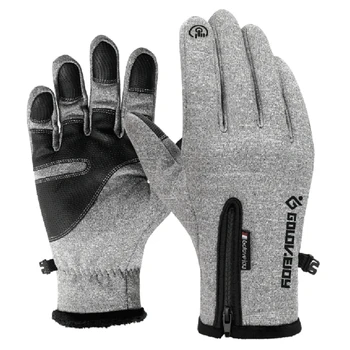1 чифт външни топли ръкавици Колоездене Ски Риболов Ветроупорен ръкавици за сензорен екран с цип