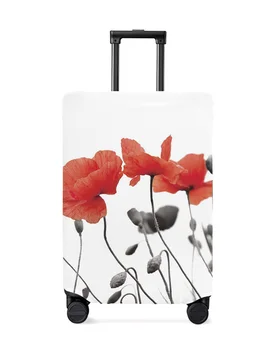 Защитен калъф за пътищата багаж с цвете Червен мак за 18-32 инча, куфар за пътни принадлежности, Еластичен Прахоустойчив калъф, защитен ръкав