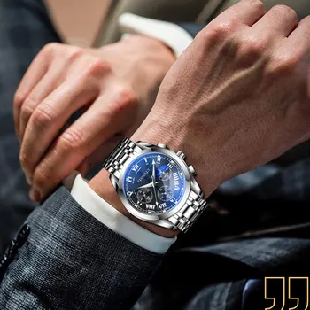 Нови мъжки бизнес часовник за ежедневна почивка, водоустойчив кварцови часовници, светещи в мрака, мъжки студентски спортни часовници с хронограф