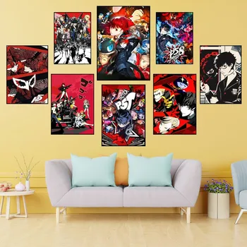 Гореща видео игра Persona 5 Щампи плакати, Стенни живопис Спалня Декорация на хола Малък Офис