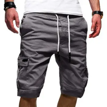 Мъжки къси панталони със средна засаждане, еластичен колан на съвсем малък, с много джобове, свободни шорти-карго за фитнес, градинска дрехи, dr. тактически шорти за бягане