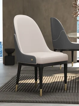 Трапезария стол-с мека кожена облегалка от ултрафини влакна, лесен луксозен кожен стол за домашно търговски дизайн, стол за грим в хотела