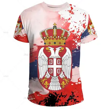 Знаме на Сърбия, Национална Емблема, Ежедневни Тениска За Мъже И Жени С 3D Принтом, Извънгабаритни Свободни Тениски, Модерен Ризи Harajuku, Градинска Облекло