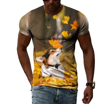 Летни Модни Мъжки тениски с изображение на животни Shiba-Ин, всекидневни 3D принт в стил хип-хоп Харадзюку, през цялата деколте, къс ръкав