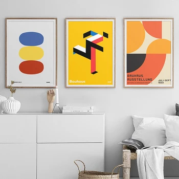 Абстрактни геометрични артистични щампи Баухаус, модерен минималистичен плакат, картина върху платно, начало декор на стените за хол, спалня