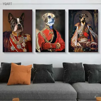 Куче в униформа, картини върху платно на стената, художествени плакати и щампи, класически животни, снимки на кучета, общото изкуство Куадроса
