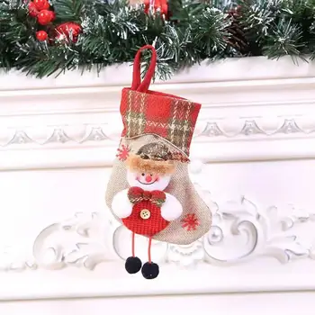 Атрактивен Коледен чорап, карирани топ, Мини-Коледна торбичка за бонбони, декорация за Коледно парти, Окачване за отглеждане