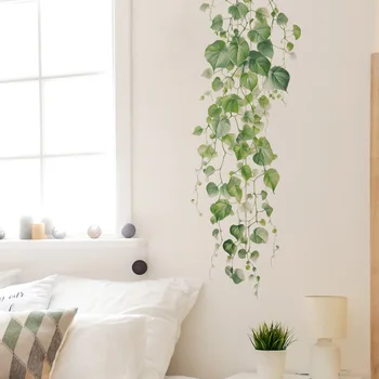 Украсата на дома спални хол Стикер с изображение на зелени лозови листа Тапети Малка прясна стикер на Самозалепващи