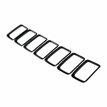 7 бр. Гланц черен пръстен за печене Поставяне на предната решетка Комплект облицовки, шапки за Jeep Grand Cherokee 2014-2016