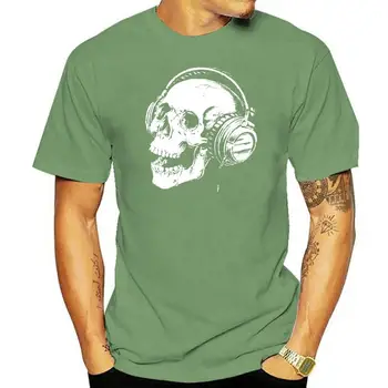 Слушалки с черепа, група Skeleton Music, ретро стръмен черен тениска WSN100 унисекс, мъжки t-shirt