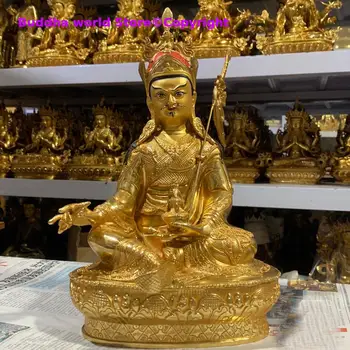 Размер 30 см # ДОБРИТЕ будистки аксесоари, статуя на буда в храма, Гуру Падмасамбхава, всемогъщият бог, Буда, Позлатена медна статуя