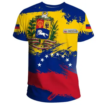Тениски с 3D Флага на Венецуела 2023 г., Тениска Оверсайз С къс ръкав, Ежедневна Мода Градинска Дрехи С Кръгло деколте И Къс ръкав, Дишаща Топ