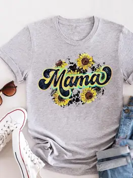 Тениска Лятна дамски Дамски тениски с анимационни фигура, облекло с надпис Мама, тренд 90-те години, ежедневни тениски с анимационни мода, тениска