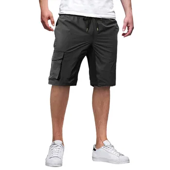 Мъжки къси панталони Летни модни шорти-карго джобове, плажни панталони за джогинг на съвсем малък дължина до коляното, памучни работни бермуди Каки Masculina