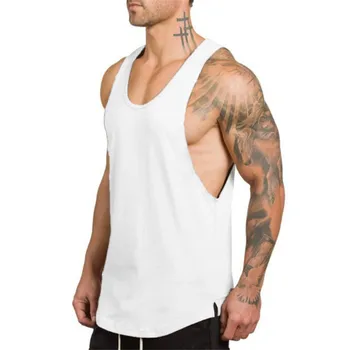 Мъжка тениска за бодибилдинг, ежедневни памучен риза, риза без ръкави, с V-образно деколте, тениски, еластичен баскетболен жилетка за бягане, мъжки дрехи
