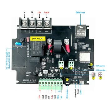 KC868-M1 ESP32 ESPHome Tasmota Arduino AC125-240V 30A Монитор Напрежение и ток на електромера Реле Интелигентен Контролер I2C