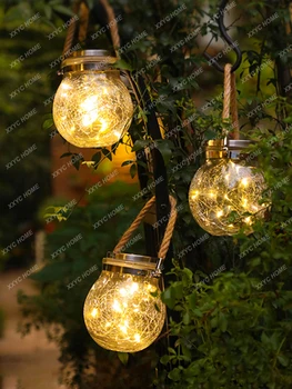 Открит Водоустойчив Тревата Лампа Крек Пот И Градинска Атмосфера За Творчески Двор, Окачена Лампа На Дърво