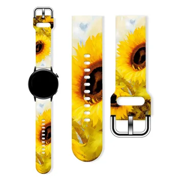 Силиконов каучук с принтом анимационни серии Сладко Flower часа за Huawei Samsung GT FB-Versa, каишка за часовника 22 мм, 20 мм, модни аксесоари