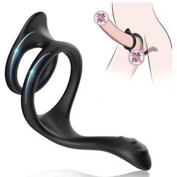 Черни меки силиконови пръстени за забавяне на еякулацията за уголемяване на пениса за секс играчки със закъснение ерекция за мъже и възрастни