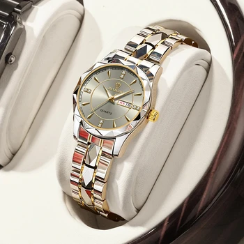 BINBOND Японски Кварцов механизъм Златен Часовник на Жените Най-добрата Марка на Луксозни Каишка От Неръждаема Стомана Дата на Седмица часовници reloj hombre