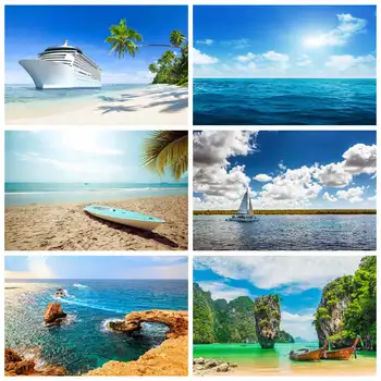 Фон за снимки по време на лятната ваканция, за украса на круизен лайнер, Океан, тропически плаж, детска домашно парти, студийни фонове за фотобудки