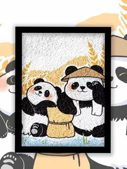 Сладката панда, боядисани цветна боя блажна боя, а също така ярките и проста детска ръчно рисувани