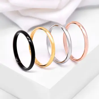 Просто прост пръстен, Наращиваемые Пръстени от неръждаема стомана, дамски бижута за момичета, Размер 3-10, Фин пръстен 2 мм