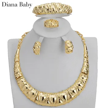Diana Baby, Нигерийски женски бижута, Популярният Златист цвят, обеци, колие, гривна, пръстен, Бразилски подаръци с високо качество