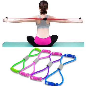 Гореща дъвка за йога Съпротива фитнес 8 думи Эспандер за гърдите скачане на въже за Тренировка на мускулите на Гумени еластични ленти на спортни упражнения