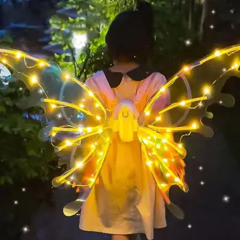 Аксесоари за костюм на Крилата на приказен елф Крила на Ангел с магически led светлини Подпори за изпълнения на момичетата за деца Декор за парти честит рожден Ден