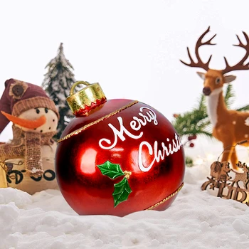 Голям надуваем балон от PVC, украсени с коледни декорации, гигантски външни коледни украси, топка за декор на Коледната елха на двора