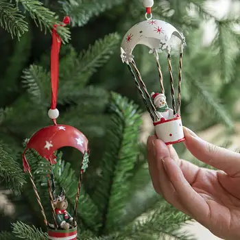 Необичаен Коледен орнамент, Декоративен многократна употреба Коледен балон, Желязо Художествена Коледна окачване с парашут