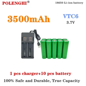 100% истинската капацитет от 3,7 На 3500 mah 18650 VTC6 акумулаторна литиево-йонна батерия 30A подходящ за детски играчки, инструменти, фенерче + USB-зарядно устройство