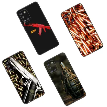 Калъф за мобилен телефон с военни оръжия Samsung Galaxy А01 A03 Основната A04 E А02 A05 A10 A20 A21 A30 A50 S A6 A8 + A7 2018, Черен Калъф