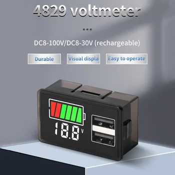 4829 DC8-30V Индикатор за нивото на зареждане на батерията електромер индикатор за зареждане на батерията дигитален дисплей измерване на напрежение литиева батерия