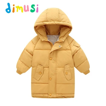DIMUSI детски Зимни палта с памучна подплата за момчета, ежедневни дълга топло яке, модни изолирана палто с качулка за момичета, дрехи от 4 до 14 години