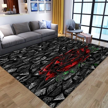 Черна роза с 3D цветен принтом Килим за хола Начало декор за спалня Нощни мат коридор, Баня Противоскользящий врата мат