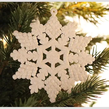 4-Инчов опаковка от 40 коледна украса под формата на бели блестящи снежинки, Подвесное украса за Коледната елха, декор за парти hogar 2023