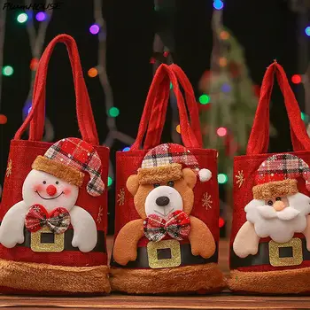 Дядо Коледа, Снежен Човек, Елен, Подарък Чанта, Детска Подарък Чанта, Торбичка За Бонбони, Коледна Чанта, Коледен Декор, На Помещение, Чанта