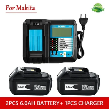 18V6.0Ah Акумулаторна Батерия 6000 mah Литиево-Йонна Батерия Сменяеми батерии за MAKITA BL1880 BL1860 BL1830battery + Зарядно устройство 4A