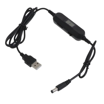Регулируем кабел за захранване от USB до 5,5x2,1mm 1,3-12 В За смяна на батерията AA + AAA LR20 9