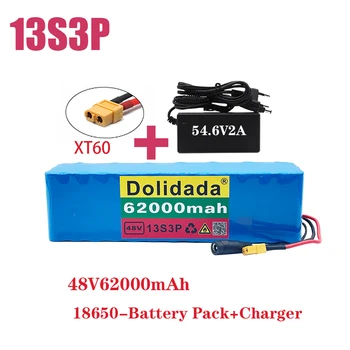 Batterie Lithium-Ion 13S3P 48V 62Ah XT60 DC 54.6 V 2A 1000W pour vélo et trottinette électrique avec Bms intégré et chargeur