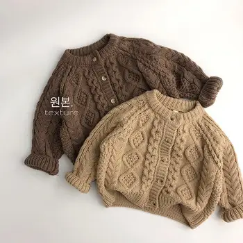 Есен-зима 2022, Корейски, детски пуловер, жилетка, детско палто-жилетка в ретро стил от груба вълна и коноп, пуловери за момчета и момичета